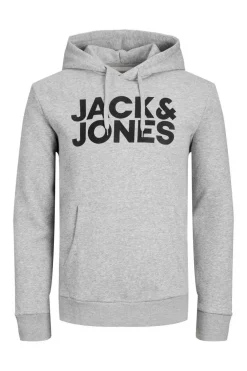 Jack & Jones Sweatshirt Com Capuz Logo Cinza Sale