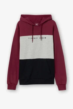 Tiffosi Sweatshirt Com Capuz Tricolorida Com Bordado Vermelho Real Hot