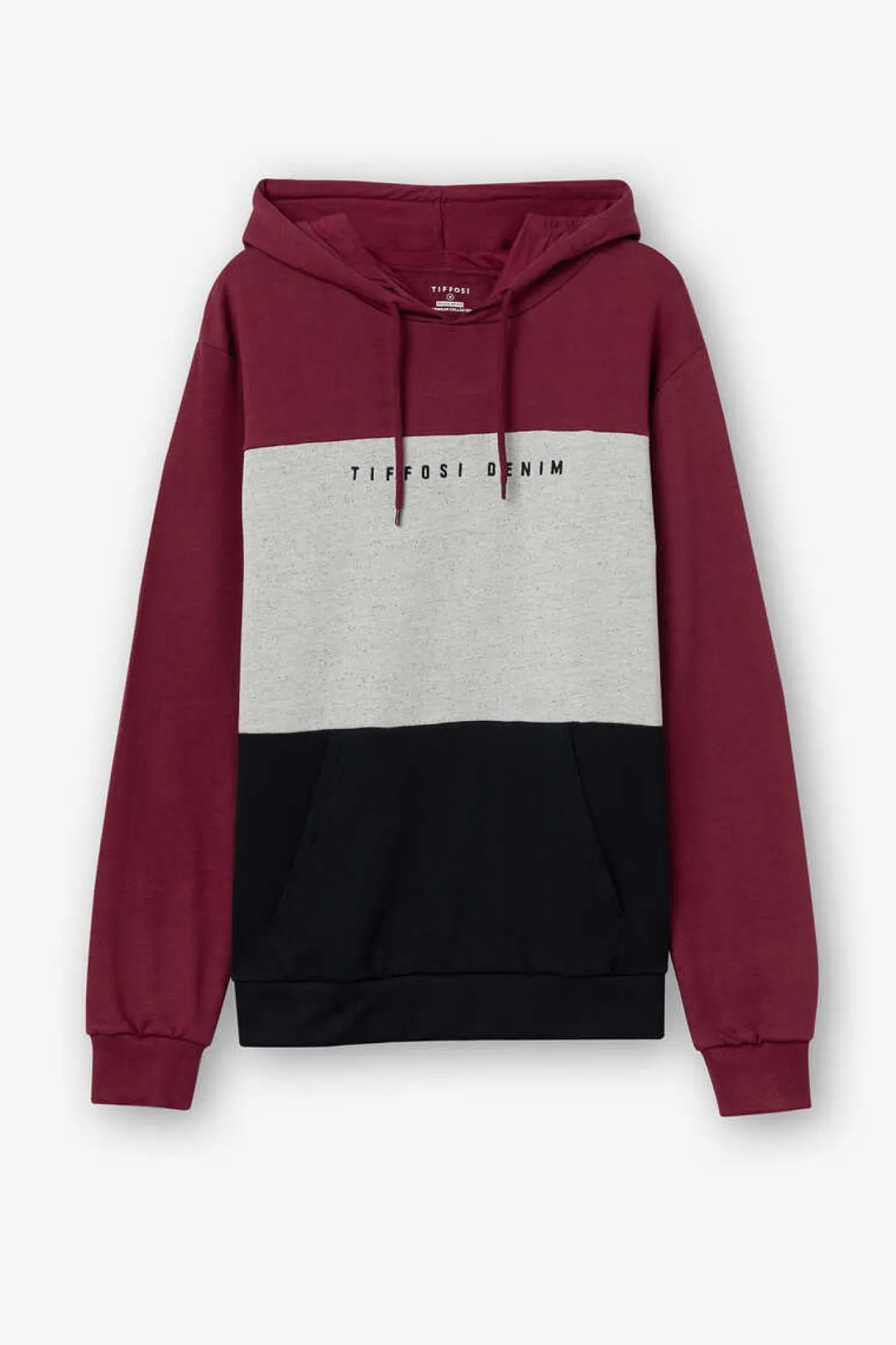 Tiffosi Sweatshirt Com Capuz Tricolorida Com Bordado Vermelho Real Hot