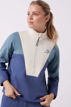 Dash and Stars Sweatshirts-Sweatshirt Com Fecho-Eclair De Algodao Tricolor