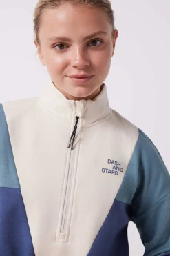 Dash and Stars Sweatshirts-Sweatshirt Com Fecho-Eclair De Algodao Tricolor