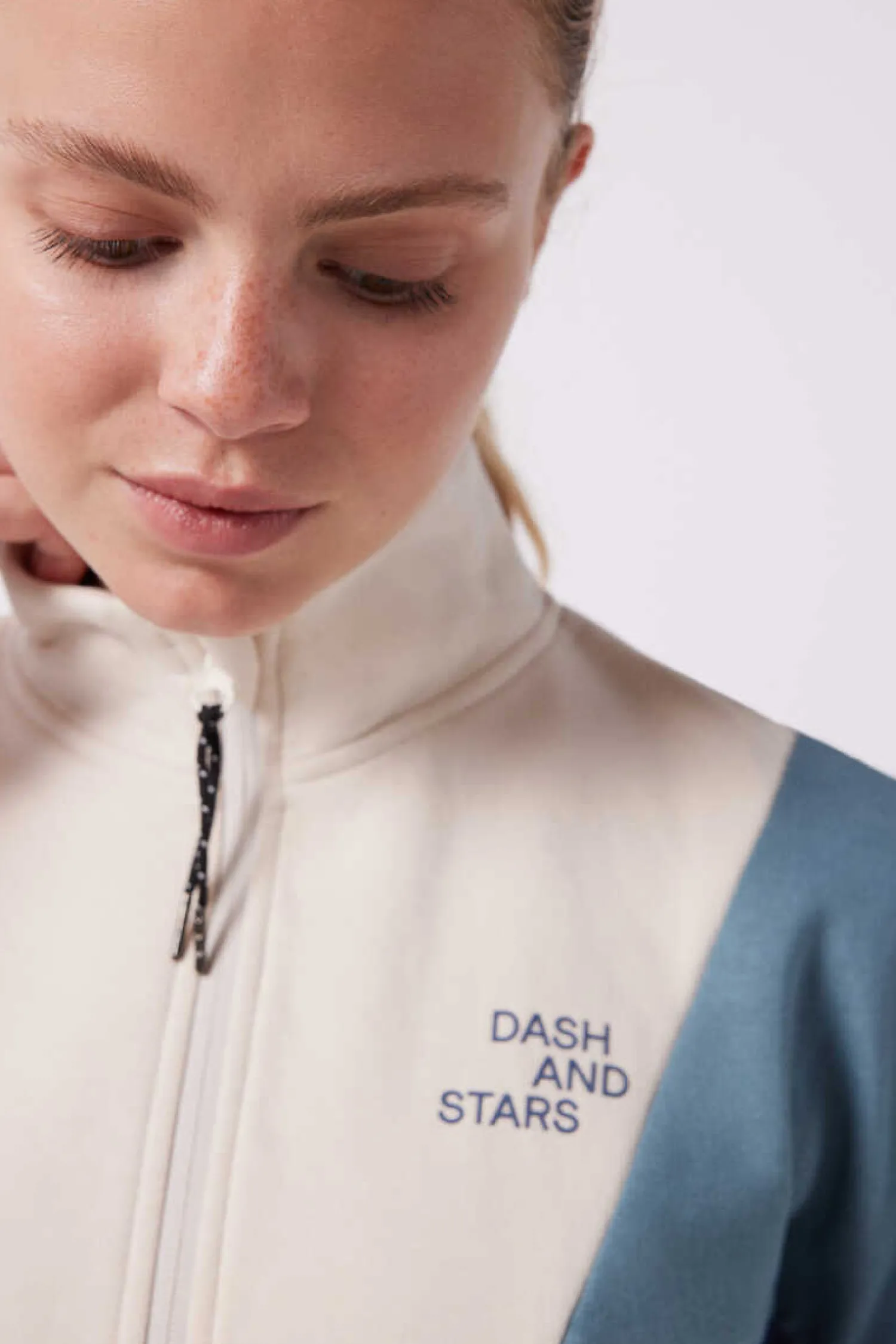 Dash and Stars Sweatshirts-Sweatshirt Com Fecho-Eclair De Algodao Tricolor