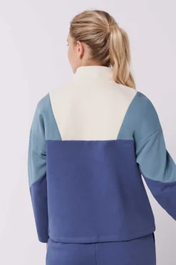 Dash and Stars Sweatshirts-Sweatshirt Com Fecho-Eclair De Algodao Tricolor