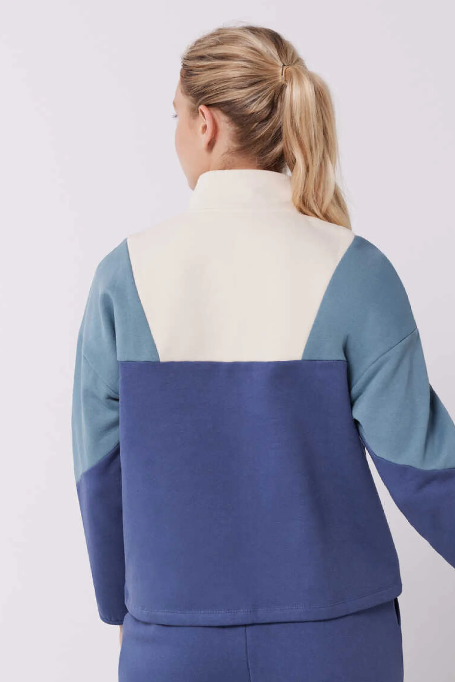 Dash and Stars Sweatshirts-Sweatshirt Com Fecho-Eclair De Algodao Tricolor