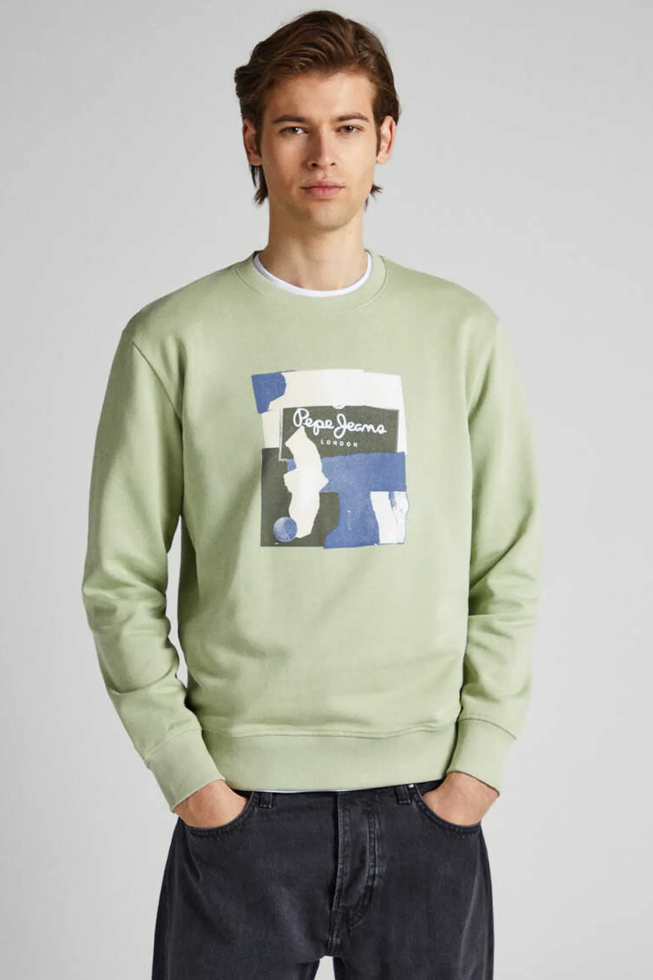 Pepe Jeans Sweatshirt Com Logo No Centro Cinza Best