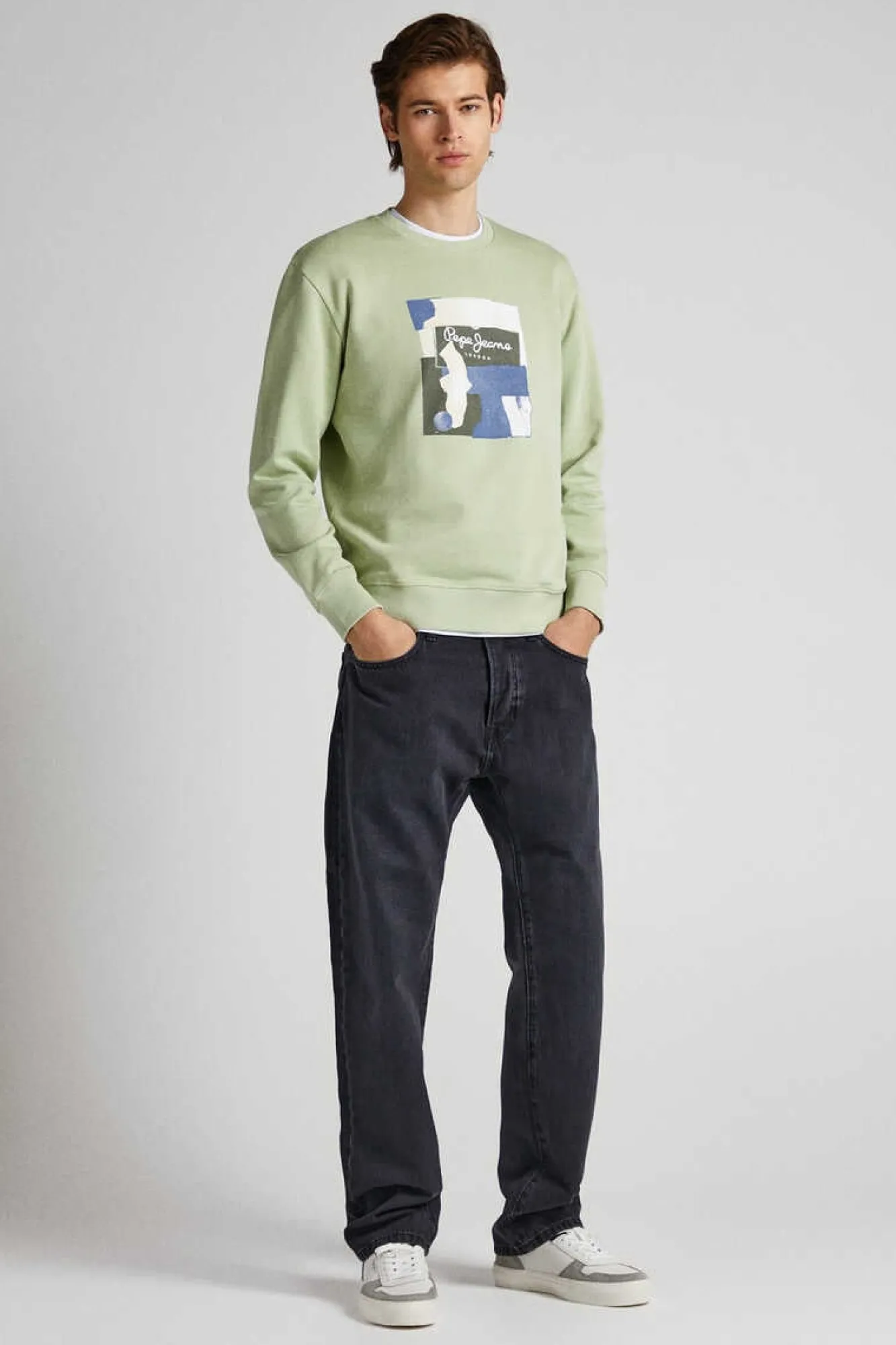 Pepe Jeans Sweatshirt Com Logo No Centro Cinza Best