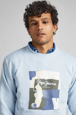 Pepe Jeans Sweatshirt Com Logo No Centro Azul Sale