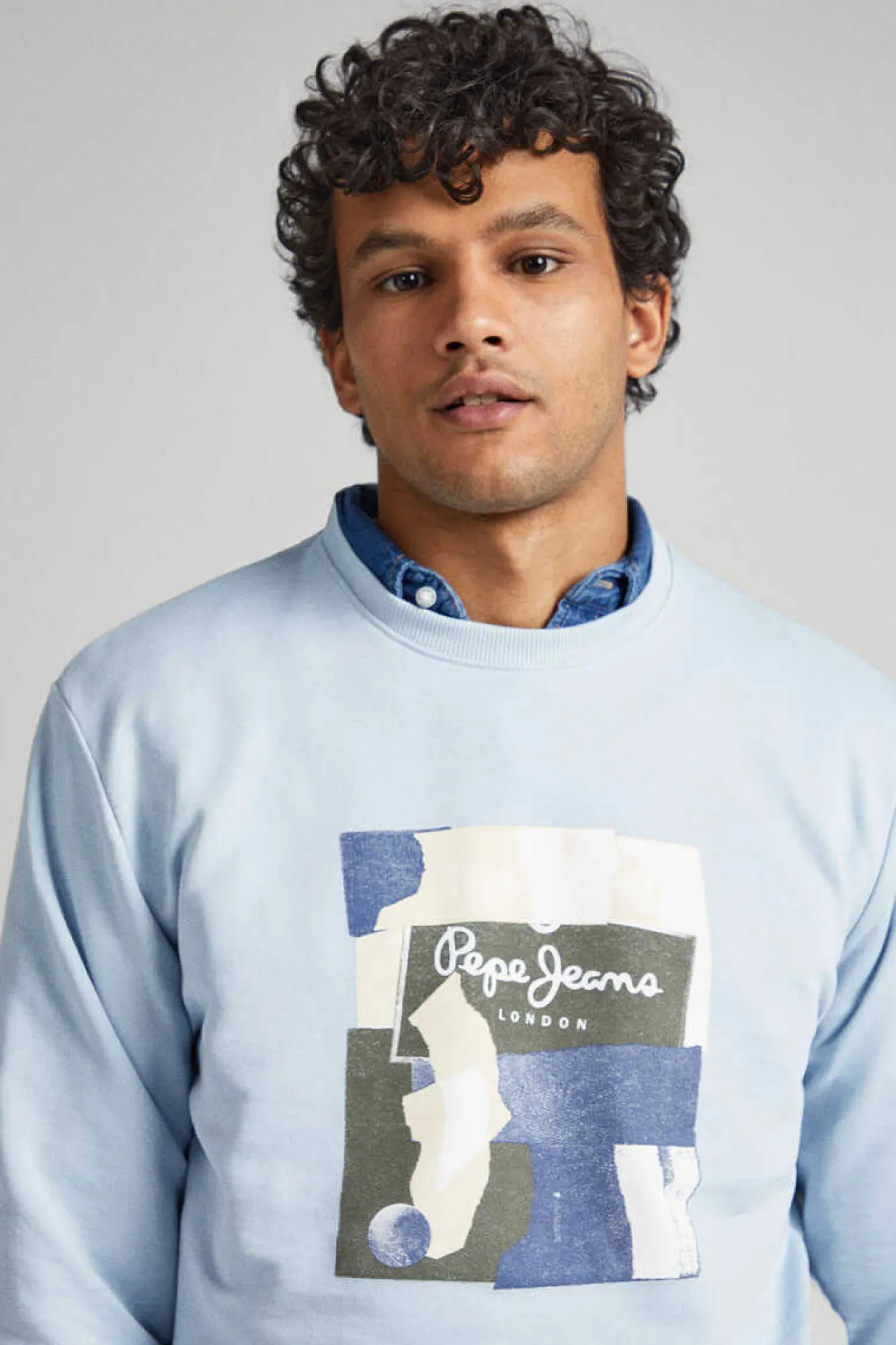 Pepe Jeans Sweatshirt Com Logo No Centro Azul Sale