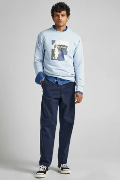 Pepe Jeans Sweatshirt Com Logo No Centro Azul Sale