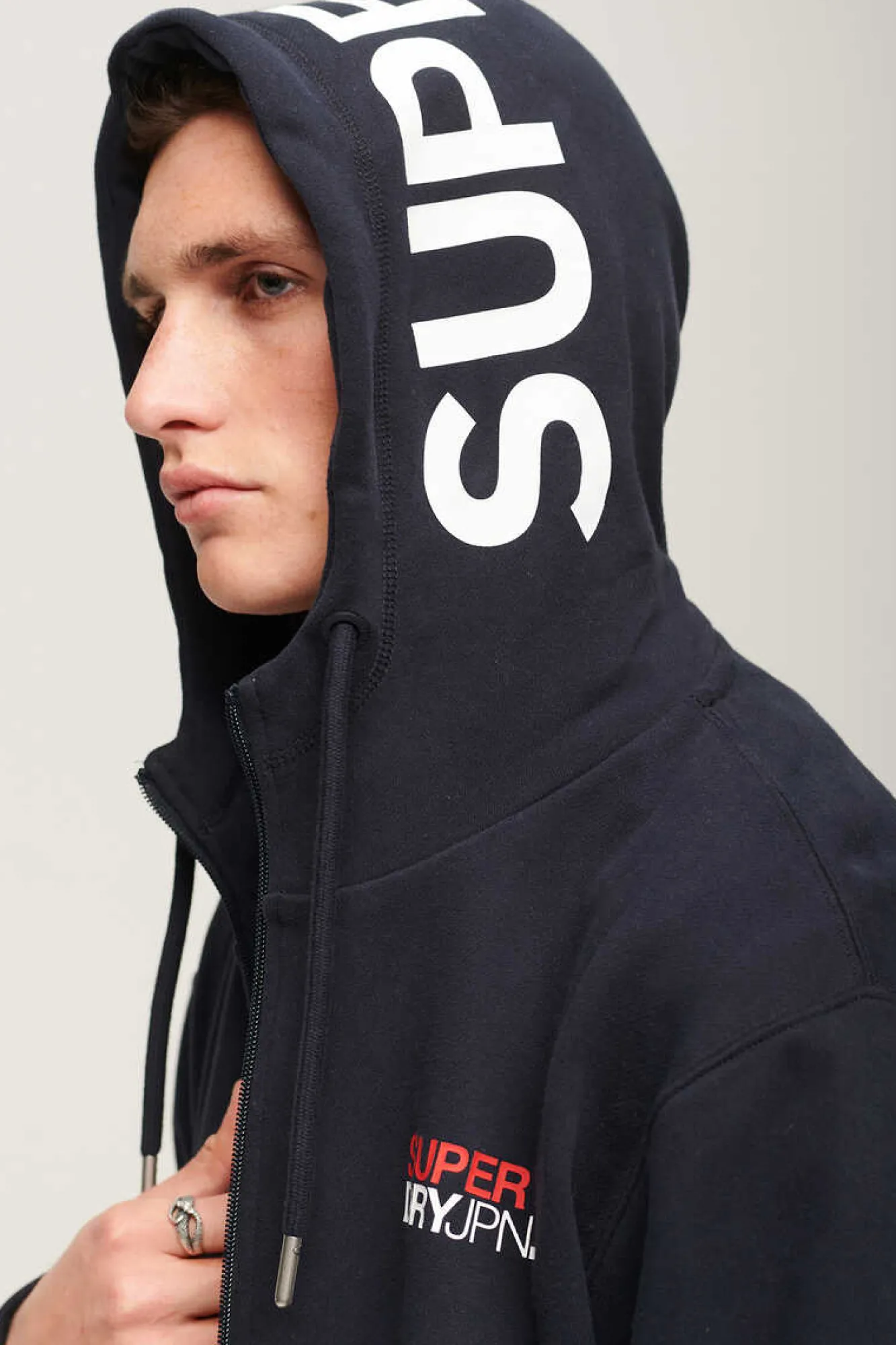 Superdry Sweatshirt De Corte Folgado Com Capuz E Fecho-Eclair Sportswear Marinho Clearance