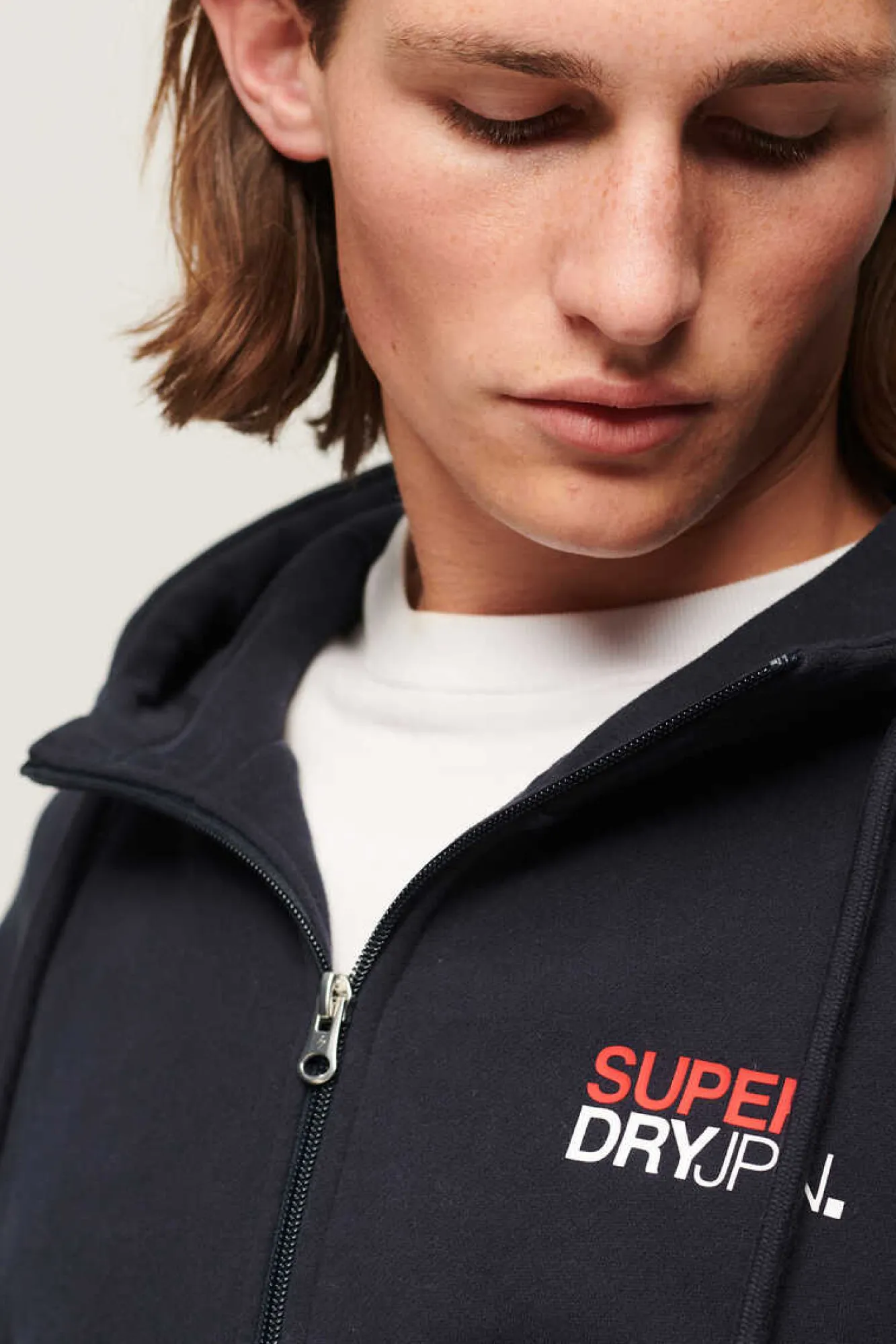 Superdry Sweatshirt De Corte Folgado Com Capuz E Fecho-Eclair Sportswear Marinho Clearance