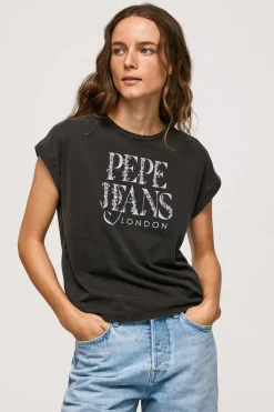 Pepe Jeans T-Shirts-Sweatshirt De Mulher Gola Redonda Com Logo Fantasia