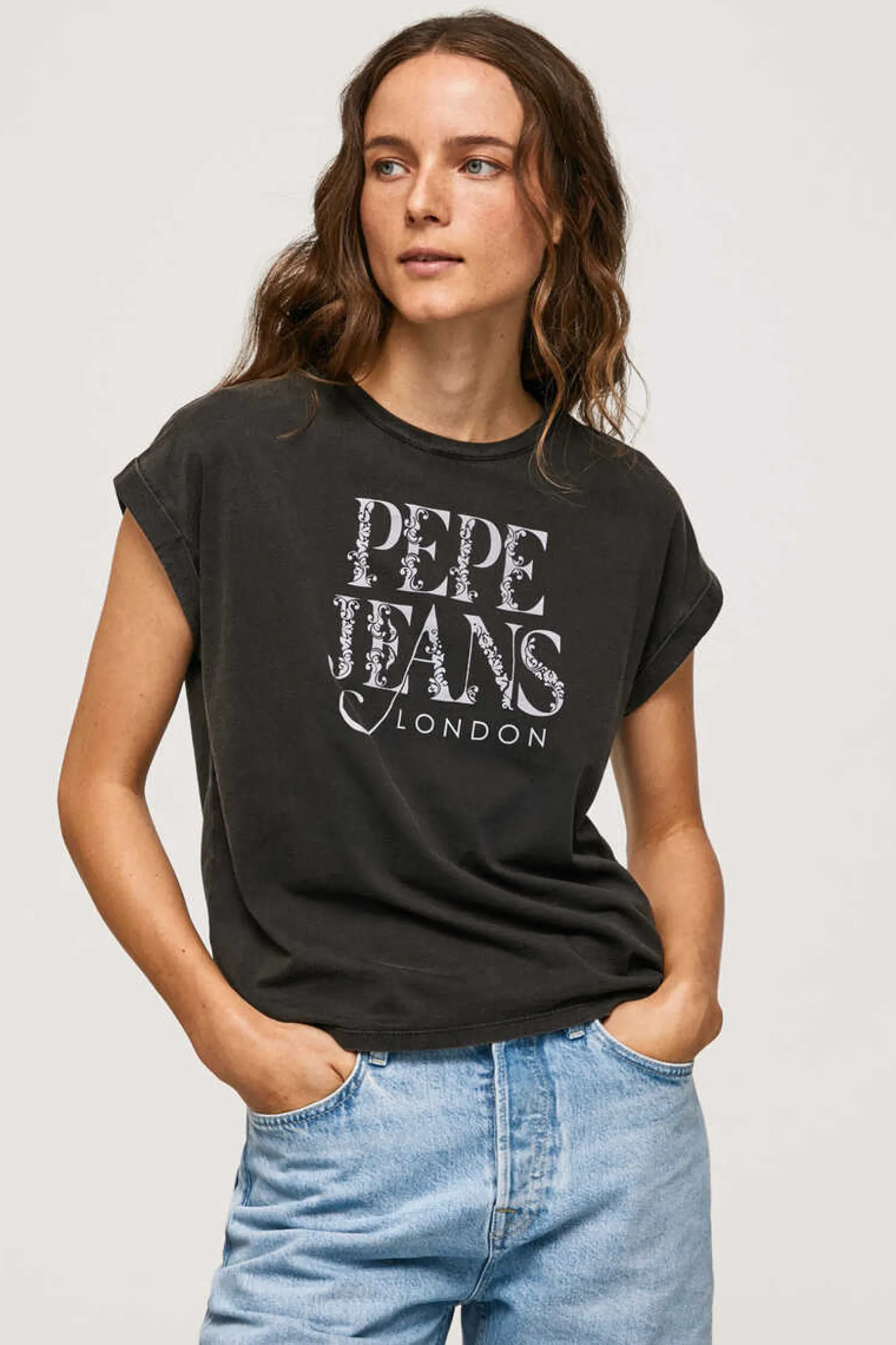 Pepe Jeans T-Shirts-Sweatshirt De Mulher Gola Redonda Com Logo Fantasia