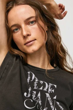 Pepe Jeans T-Shirts-Sweatshirt De Mulher Gola Redonda Com Logo Fantasia