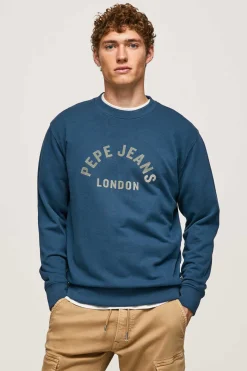 Pepe Jeans Sweatshirt De Pescoco Redondo Com Logotipo Circular Marinho Discount