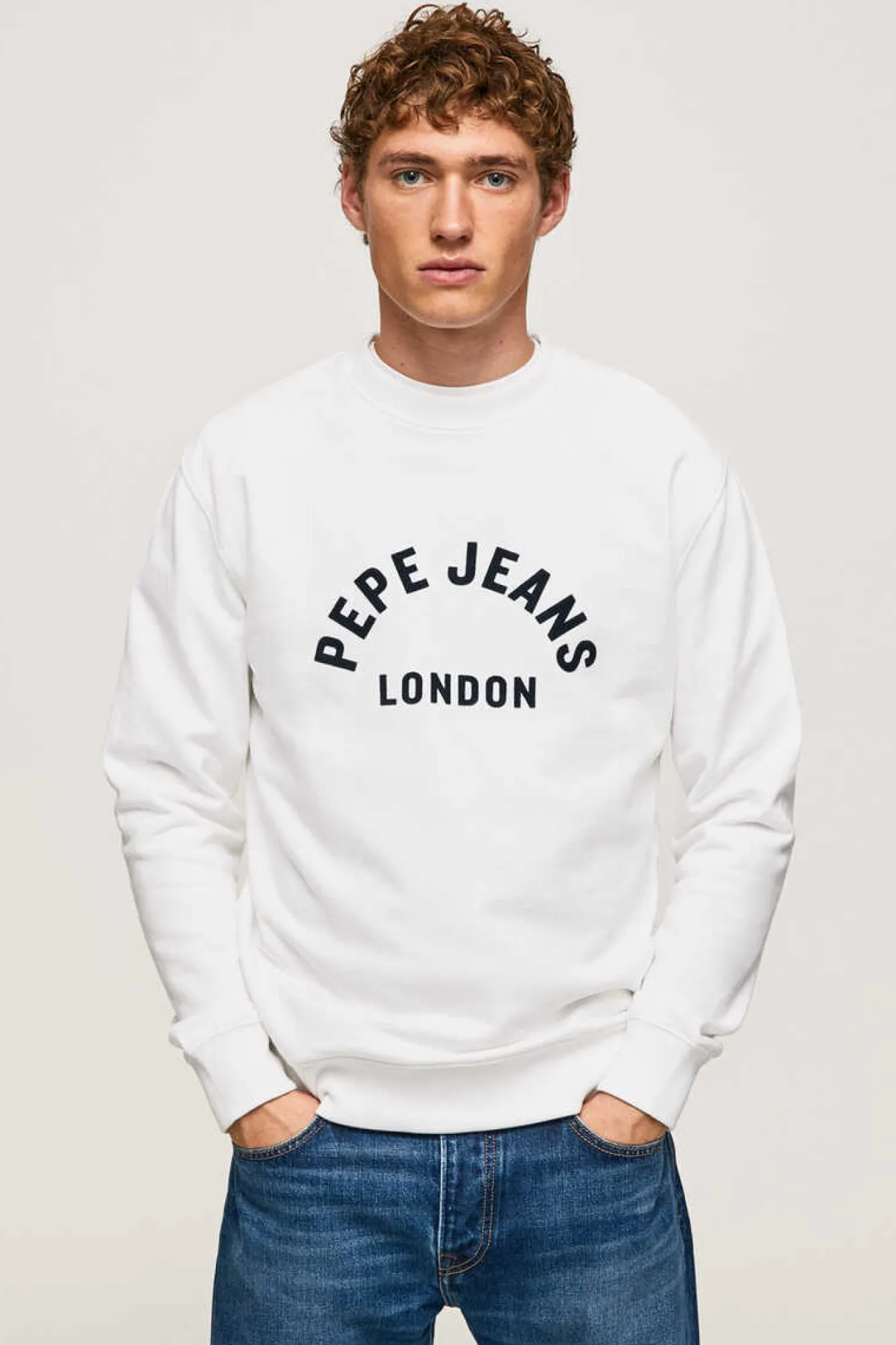 Pepe Jeans Sweatshirt De Pescoco Redondo Com Logotipo Circular Branco Outlet