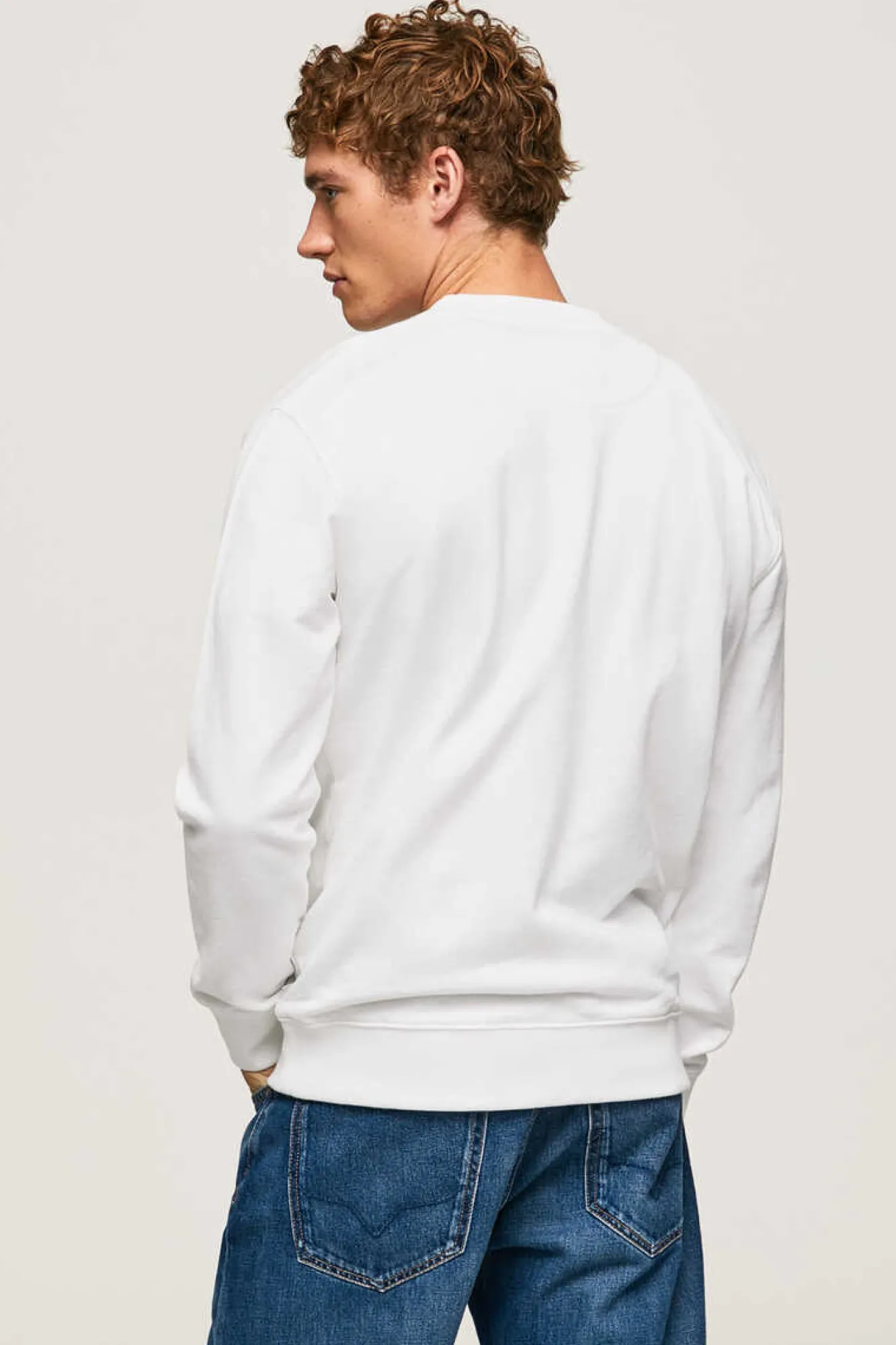Pepe Jeans Sweatshirt De Pescoco Redondo Com Logotipo Circular Branco Outlet