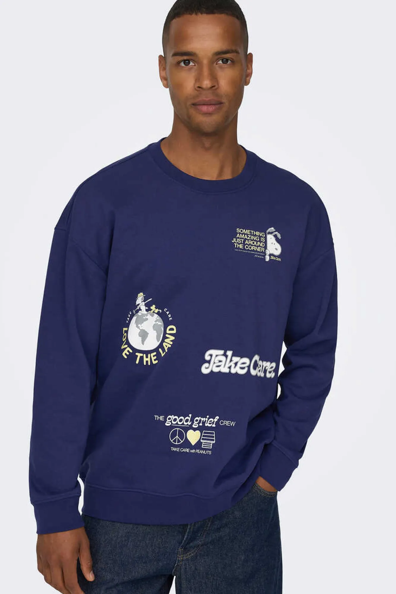 Only & Sons Sweatshirt Estampado Gola Redonda Marinho Best