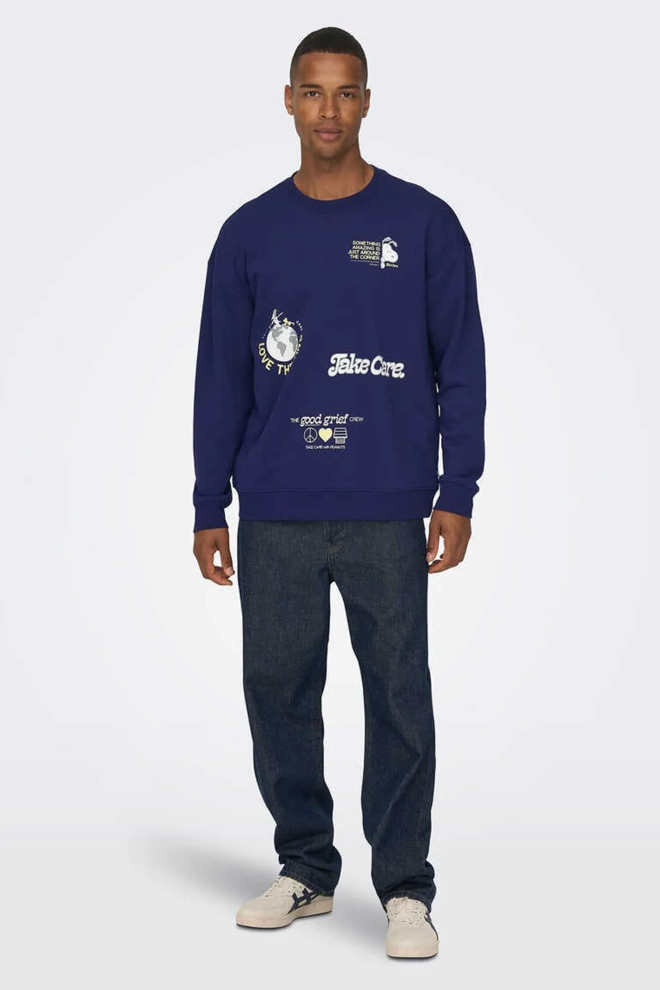 Only & Sons Sweatshirt Estampado Gola Redonda Marinho Best