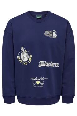 Only & Sons Sweatshirt Estampado Gola Redonda Marinho Best