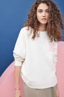 HI&BYE Sweatshirts-Sweatshirt Felpa Branca Logo Manga