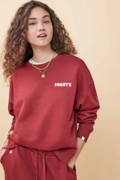 HI&BYE Sweatshirts-Sweatshirt Felpa Vermelha Logo Manga