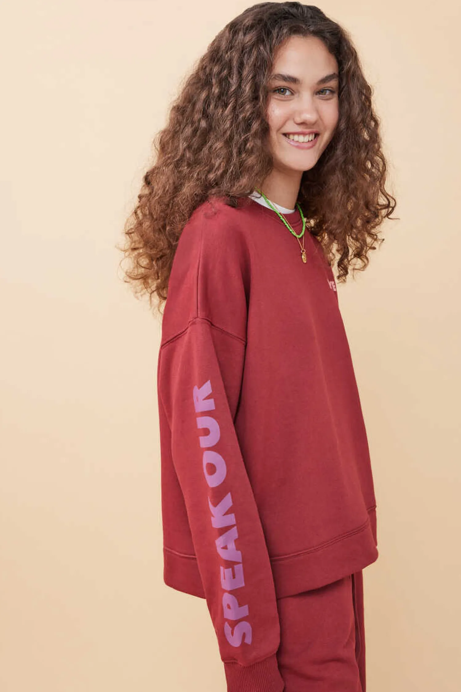 HI&BYE Sweatshirts-Sweatshirt Felpa Vermelha Logo Manga