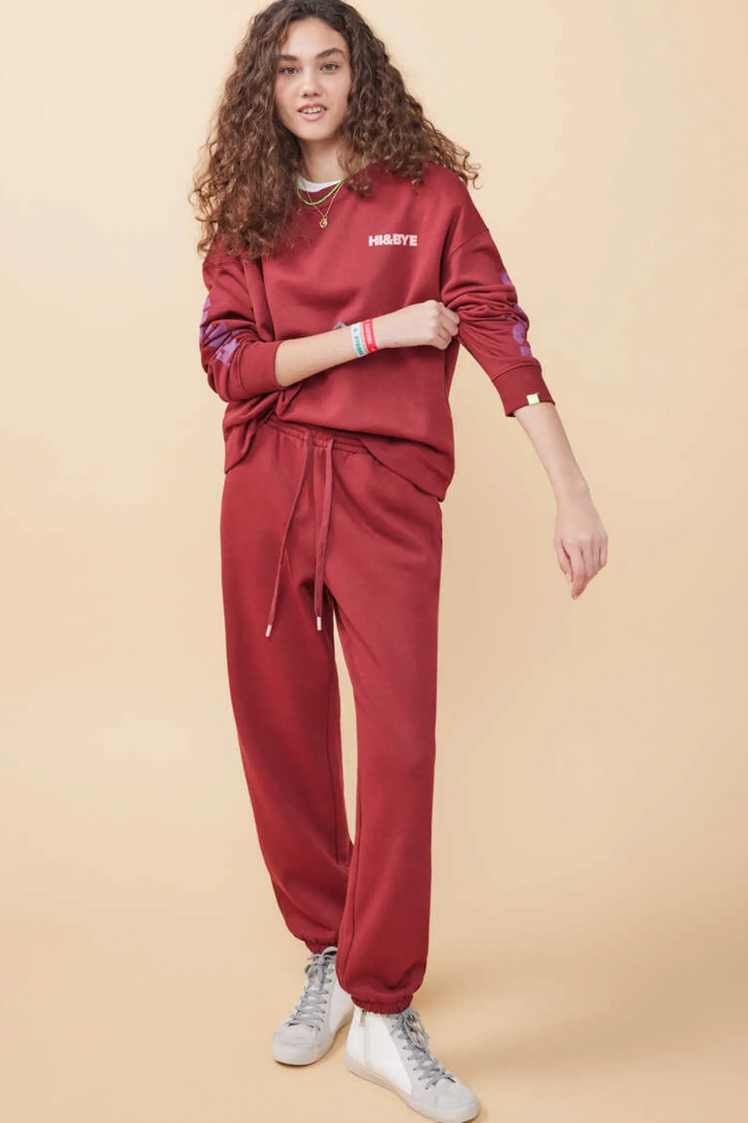 HI&BYE Sweatshirts-Sweatshirt Felpa Vermelha Logo Manga