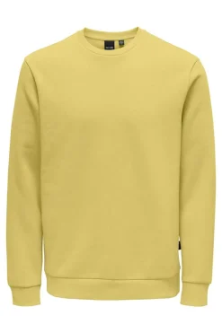 Only & Sons Sweatshirt Gola Redonda Amarelo Online