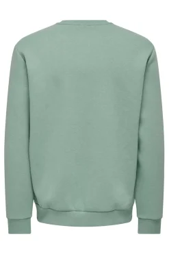 Only & Sons Sweatshirt Gola Redonda Verde Discount