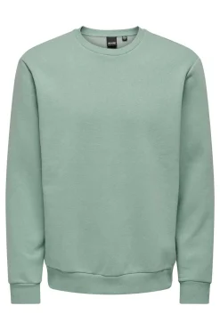 Only & Sons Sweatshirt Gola Redonda Verde Discount