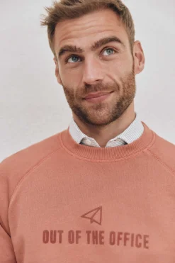 Ooto Sweatshirt Gola Redonda Com Logo Frontal Vermelho Outlet