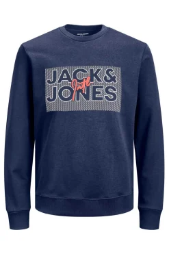 Jack & Jones Sweatshirt Gola Redonda Logo Marinho Sale