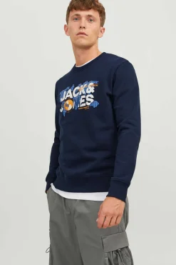 Jack & Jones Sweatshirt Gola Redonda Logo Marinho Clearance