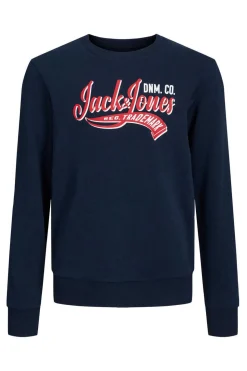 Jack & Jones Sweatshirt Gola Redonda Print Logo Marinho Clearance