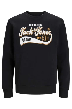 Jack & Jones Sweatshirt Gola Redonda Print Logo Preto Sale
