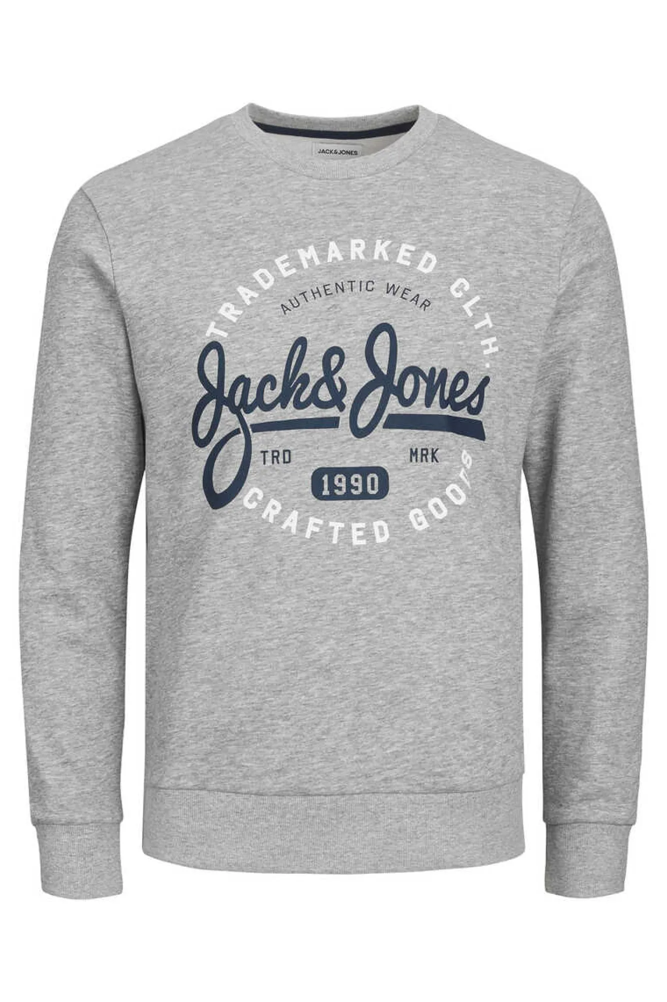 Jack & Jones Sweatshirt Gola Redonda Print Logo Cinzento New