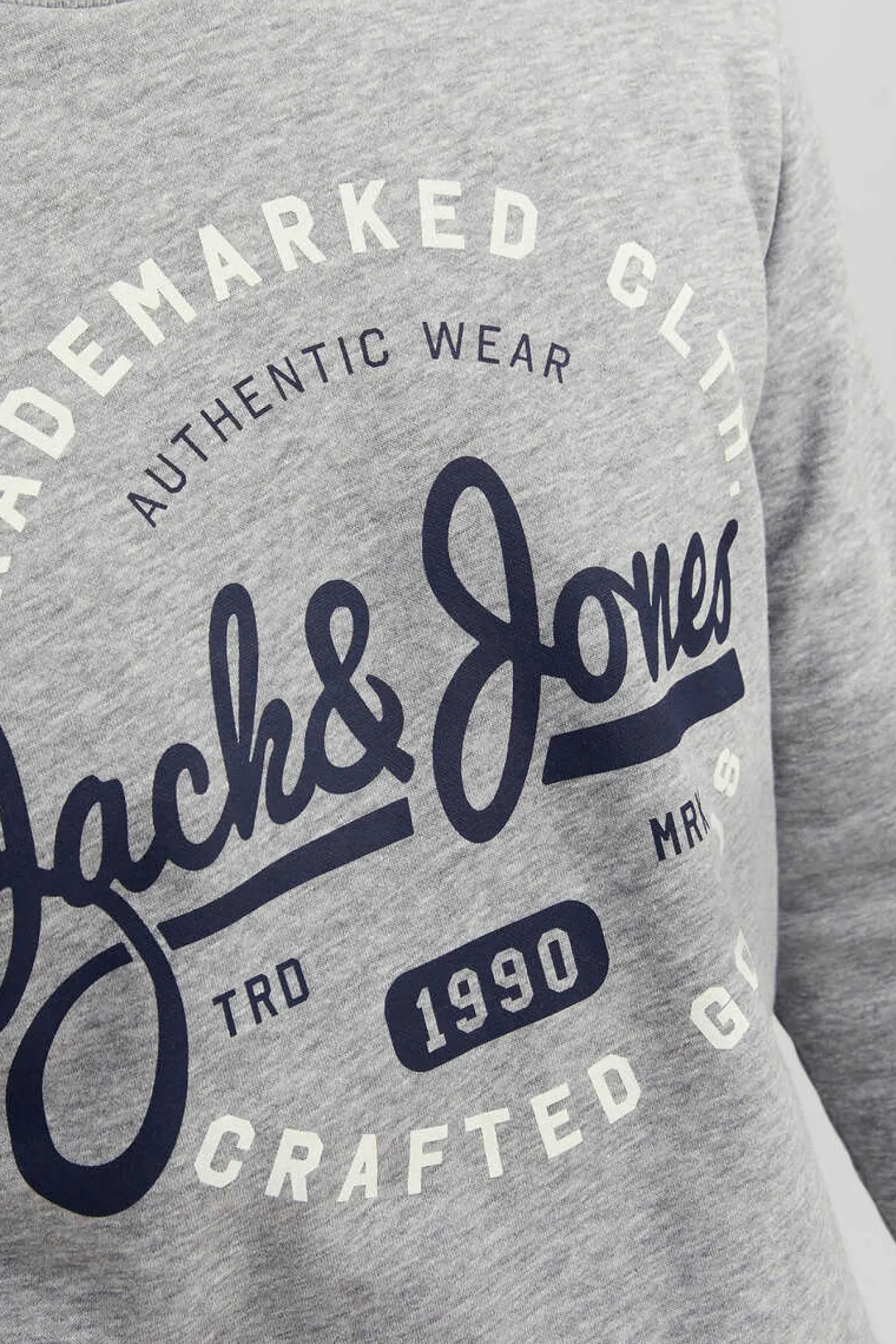 Jack & Jones Sweatshirt Gola Redonda Print Logo Cinzento New