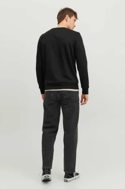 Jack & Jones Sweatshirt Gola Redonda Print Logo Preto