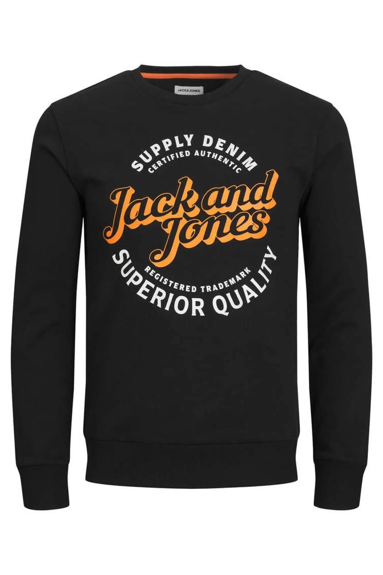 Jack & Jones Sweatshirt Gola Redonda Print Logo Preto