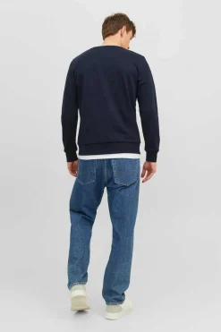 Jack & Jones Sweatshirt Gola Redonda Print Logo Azul Sale
