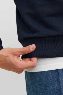 Jack & Jones Sweatshirt Gola Redonda Print Logo Azul Sale