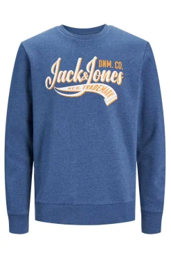 Jack & Jones Sweatshirt Gola Redonda Print Logo Azulado New