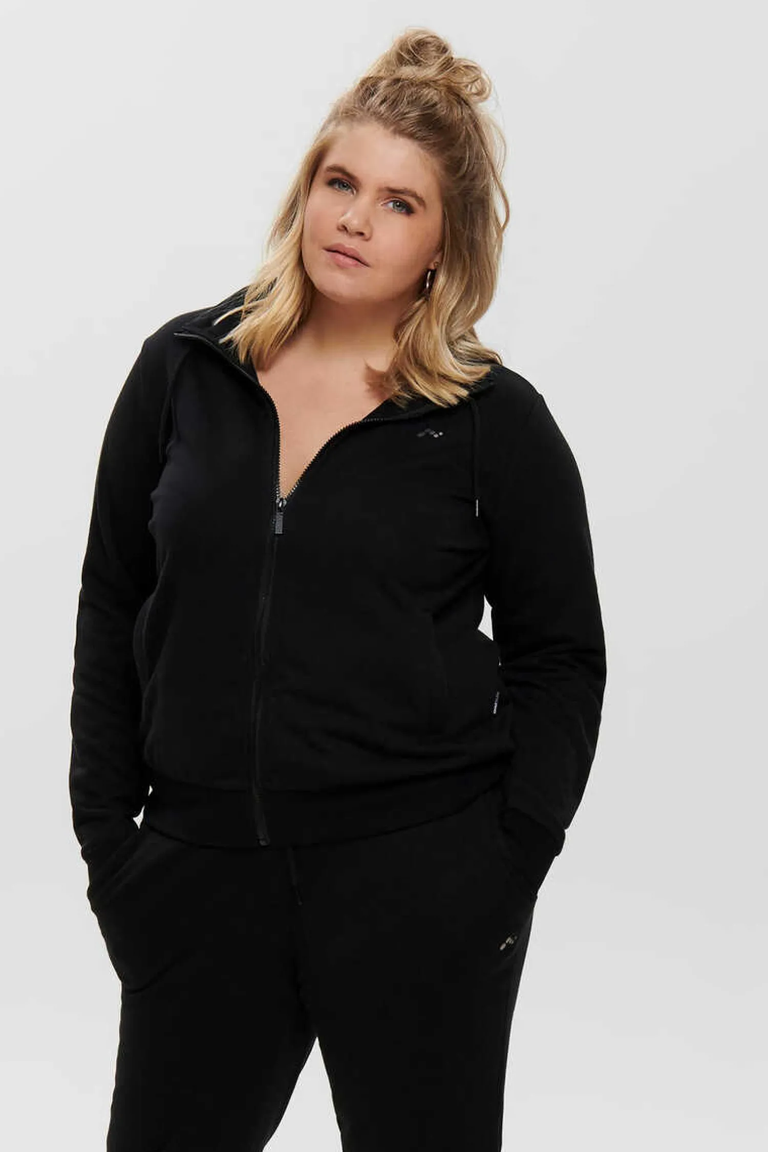 Only Play Curvy Sweatshirts-Sweatshirt Grande Com Fecho-Eclair E Gola Alta