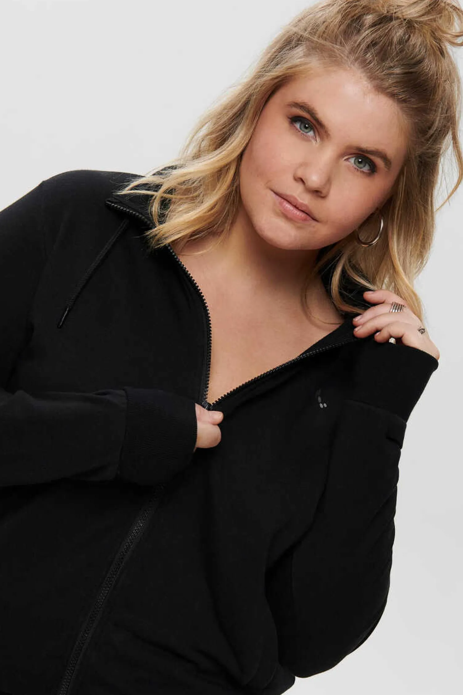 Only Play Curvy Sweatshirts-Sweatshirt Grande Com Fecho-Eclair E Gola Alta