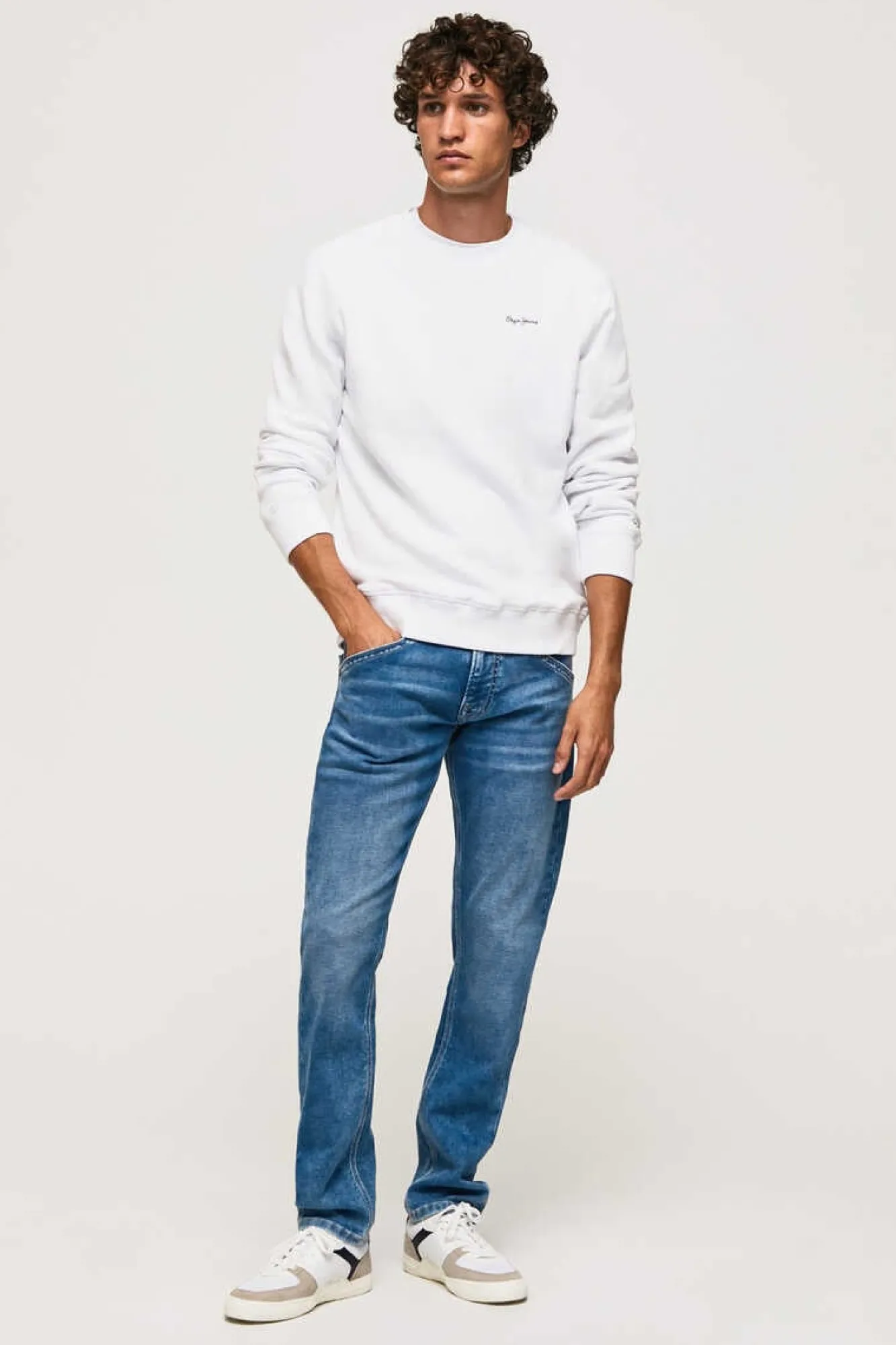Pepe Jeans Sweatshirt Homem Gola Redonda Branco New