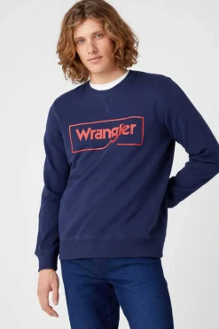 Wrangler Sweatshirt Marinho De Ajuste Regular Azul Clearance