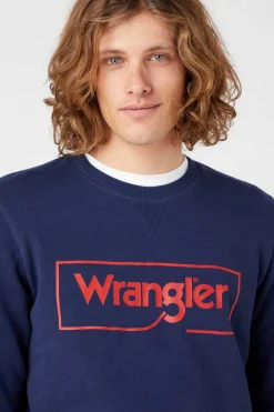 Wrangler Sweatshirt Marinho De Ajuste Regular Azul Clearance