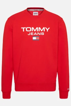 Tommy Jeans Sweatshirt Com Logo Vermelho Real New