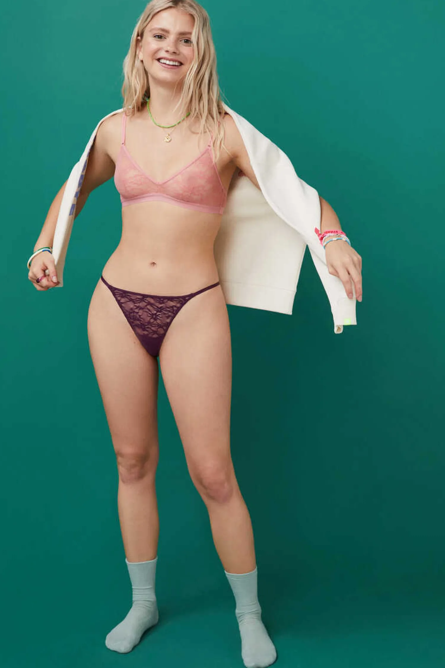 HI&BYE Roupa Interior-Tanga Renda Vinho